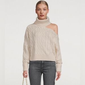 PAIGE RaundiI Wool-blend Chuncky Cable Knit Cols Shoulder Turtleneck Sweater